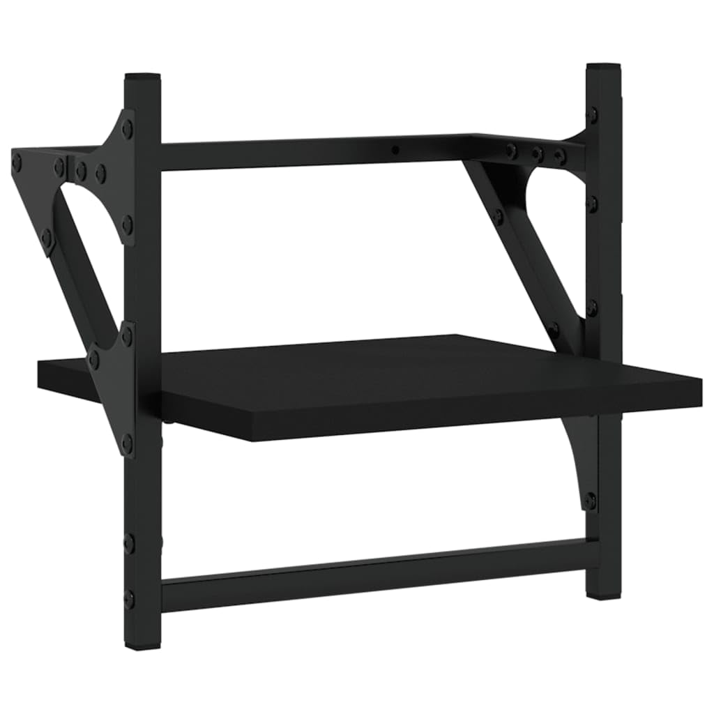 Scaffalature, mensole da parete e sporgenze, mensole da parete con barre, 2 pezzi, nero, 30 x 25 x 30 cm