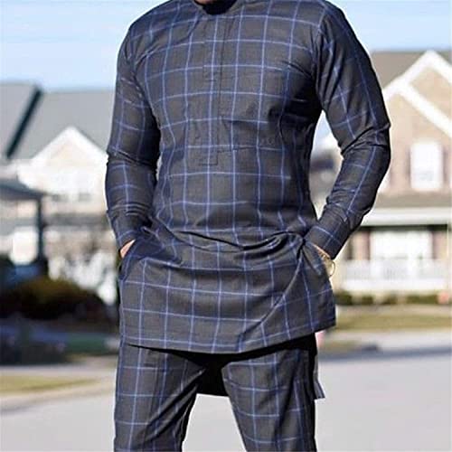 Men's 2 Piece Set African Dashiki Dress Shirt Long Sleeve Gentlemen Pullover Tribal Ethnic Party Pants3