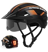 OutdoorMaster Adult Bike Helmet - Bicycle Helmet with Rechargeable Rear LED Light, Detachable Mag...