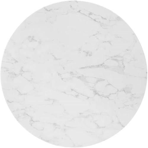 Miniatura 3 de Modway Zinque - Mesa de comedor redonda de mármol artificial de 36 pulgadas, color blanco dorado