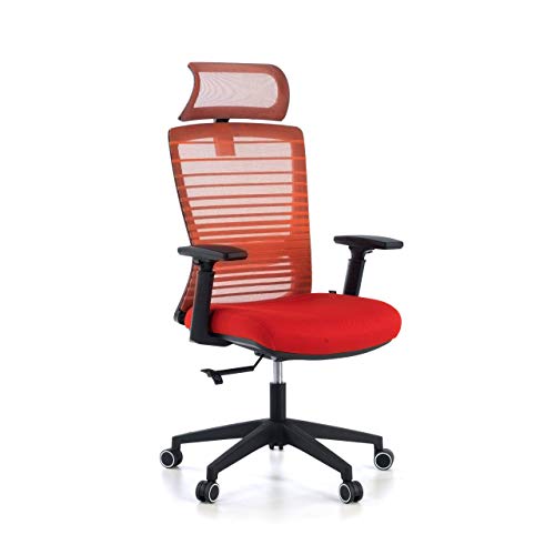 ofiprix | Silla Tesla | Silla de Oficina Ergonómica | Silla Giratoria de Escritorio | Respaldo Transpirable | Reposacabezas | Soporte Lumbar | Brazos Ajustables | Color Gris