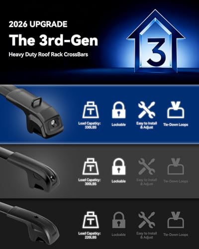 Image of 330Lbs Roof Rack Cross Bars Compatible with Toyota RAV4 Adventure /TRD Off-Road 2019-2025, Heavy Duty Aluminum Roof Rails Top-Mount Crossbars Rooftop Luggage Racks Cargo Carrier