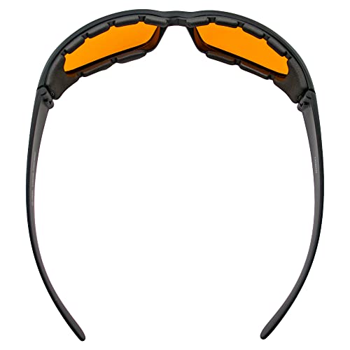 Global Vision Chicago Padded Motorcycle Safety Sunglasses For Men & Women Black Frame w/Orange Lens & RX-ABLE4