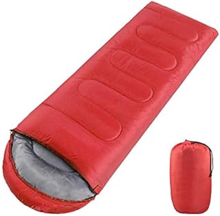 Yaheetech Sleeping Bags with Hoods for Adults Camping/Travel/Hiking/Backpacking, 3 Season Warm Lightweight Compression Sack Envelope/Rectangular Sleeping Bags for Single Person, Red