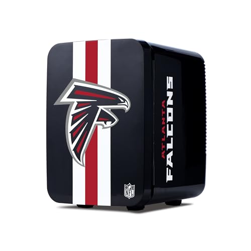 Image of Ukonic NFL Atlanta Falcons 15-Can Mini Fridge 10L - AC /DC Powered, Official Team Colors & Logo, Portable Cooler for Tailgates, Home, Office, or Car
