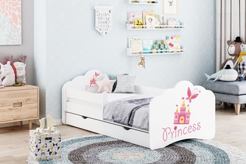 Happy Babies MOBI-Kinderbett 160 x 80|Rausfallschutz&Bettkasten|Farbiges...