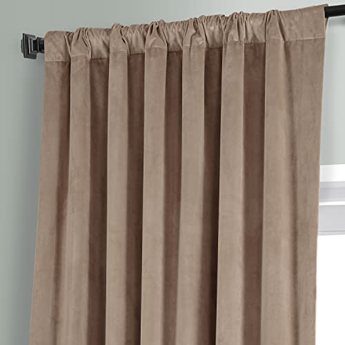 Image of HPD Half Price Drapes Signature Plush Velvet Blackout Curtains for Bedroom (1 Panel), 50W X 84L Hotel Black Out Curtains for Living Room, Thermal Insulated Blackout Curtains, Pashmina Taupe