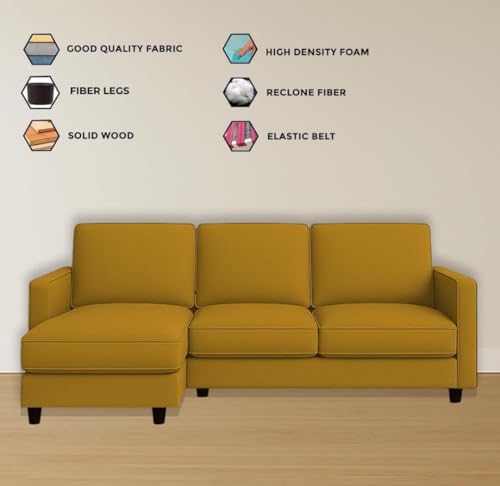Image of The MM Furniture store Premium Fabric Sofa - Dirty Gold (4 Seater - LHS)