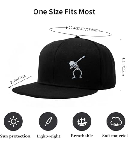 Image of Tai & Zai Black Snapback Hat with Printed, Adjustable Flat Brim Cap, Six Hole Breathable Design