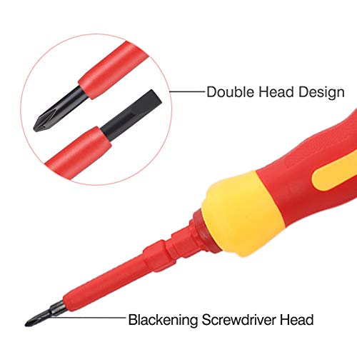 SDFSX 7 in 1 500V Changeable Insulated Screwdrivers Set, Two-Head Type Dual-Purpose Insulated Screwdriver Set, Electrician Tools Multi-functional Repair Tool Kit - Thumbnail 2