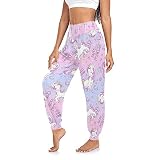 Pink Unicorns Womens Sweatpants High Waisted Joggers Comfy Lounge Hippie Clothes for Beach Summer Yoga Dance