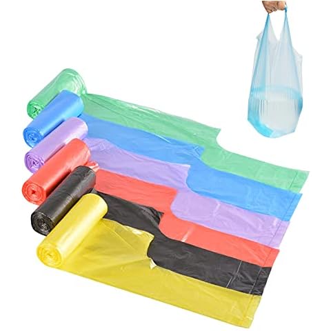Small Bin Bags, Strong Trash Bin Bag, Colour Bin Liners Unscented Plastic Garbage Bags Suitabl for Bathroom Kitchen Living Room Office 6 Rolls 120 Counts Cover