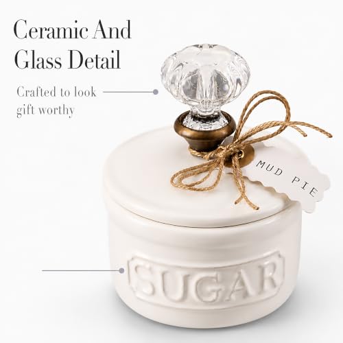 Mud Pie Door Knob Sugar Bowl, White 5.85H X 6.7L X 6.35W - Image 6