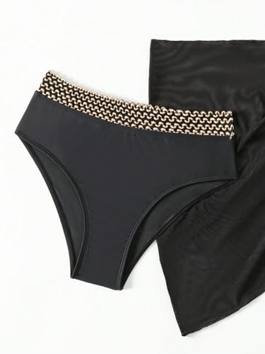 SHENHE Girl's 3 Piece Bathing Suit Scoop Neck Spaghetti Strap Bikini Set with Wrap Skirt4