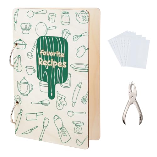 Organisateur de cartes de vœux et recettes en bois SUPERDANT avec 20 poches et perforateur