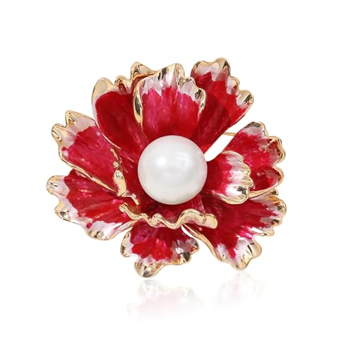 Image of GBAHFY Crystal Pearl Flower Brooches Pins Fashion Beautiful Created Floral Brooch Good Idea for Party Dance Wedding Banquet for Elegant Women