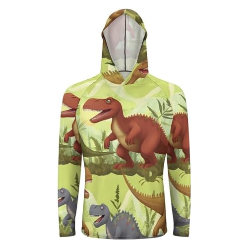Sun Protection Shirt Long Sleeve Hoodie Dinosaurs Lightweight Rash Guard Quick Dry Sun Shirt for Outdoor