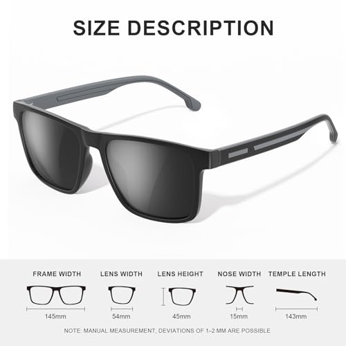 Polarised-Sunglasses-Mens-Womens-Unisex-Classic-Retro-UV400 Protection Rectangular Sunglasses Black Sun Glasses Ultralight Shades For Cycling Driving Fishing - Image 6