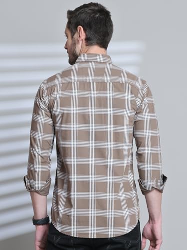 Image of Majestic Man Slim Fit Cotton Casual Check Shirt for Men
