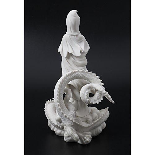 13-Inch Quan Yin Riding On Dragon Statue Marble-Finish Version #TOP3