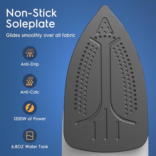 BEAUTURAL Compact Steam Iron for Clothes, Non-Stick Soleplate, Burst of Steam, Spray Mist, Self-Cleaning, Anti-Calcium, Anti-Drip, Easy Temperature Control, Light Weight, 1200 Watts - Image 5