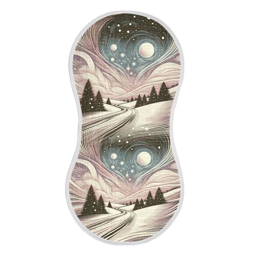 Muslin Baby Burp Cloths Set of 4, Soft Absorbent Moon and Stars Cotton Burping Cloth, Milk Spit Up Rags for Newborn Unisex, 22 x 11 Inch2