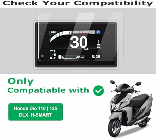 Image of OHAYO 9H Military Strength Display Screen Protector for Honda Dio 110 & Honda Dio 125 Digital Meter | Scratch Resistant Instrument Cluster Guard | Ultra HD Clarity | Bubble-Free Easy Installation | Full Edge-to-Edge Coverage | Tough Protective Film | Not Tempered Glass