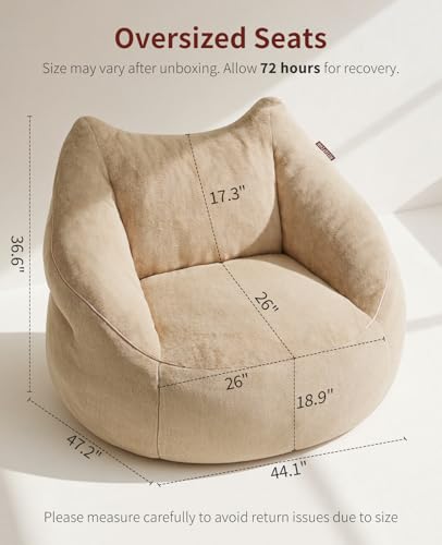 Image of Relefree Cafy Bean Bag Chair for Adults,Oversized Reading Chair with Armrests,Memory Foam Filling Comfy Chair,Giant Cozy Adult Bean Bag Chair,Large Lazy Living Room Chair for Bedroom,Reading Nook