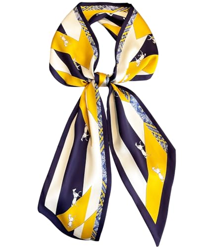 Hioyiwes foulard mode satin écharpe pour cheveux plage tête enveloppements cou foulard femme écharpe mode cadeau, B24-cheval Lightning jaune (15 x 150 cm), 59