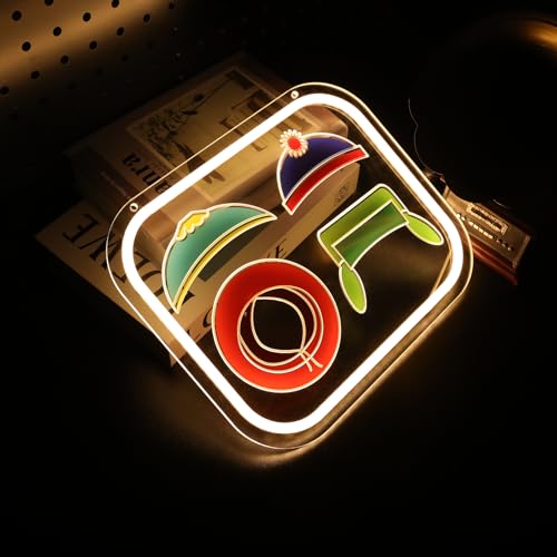 Image of Cute Hat Neon Signs for Wall Decor,11.8*9.5 IN, South LED Signs with Dimmer Switch for Bedroom, USB Power Neon Pork Lights for Gameroom, Party, Birthday Decor and Gifts for Boys and Girls
