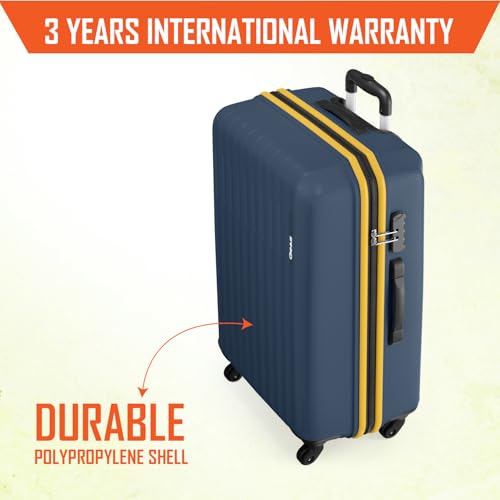 Image of Safari Genius Alley Set of 3 (Cabin+ Medium + Large) Trolley Bags Hard Case Polypropylene, 4 Wheels, 360 Degree Wheeling Luggage, Travel Bag, Suitcase for Travel, Trolley Bags for Travel, Navy