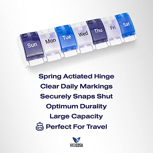 Medcosa 7 Dagen Pill Case | Vaarwel gemorste Pillen | Wekelijkse Medicine Organizer | Supplement Box met 7… - Image 7