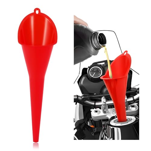ZNDAW Oil Funnel, Multi-Purpose Plastic Long Neck Oil Funnel, Automotive Use Funnels for Filling Oils Lubricants Water Diesel, Kitchen Funnels for Filling Bottles Jars (Red)