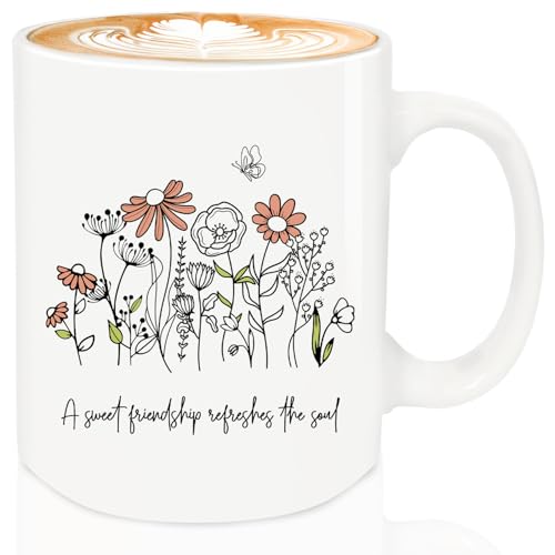 Christian Gifts for Women Ceramic Mug, Religious Gifts, Inspirational Bible Verse Coffee and Tea Mug, Christian Gift for Sister Mom Bestie, Microwave and Dishwasher-Safe(White-Sweet Friendship)