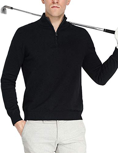 Aoli Ray Golftrui voor mannen, 1/4 ritshals, katoenmix, warm gebreide trui