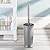 mDesign Toilet Bowl Brush and Holder - Covered Bathroom Toilet Brush - Standing Toilet Bowl Scrubber in Modern Holder - Compact, Space Saving, Deep Cleaning Brush for Toilet - Hyde Collection - Gray