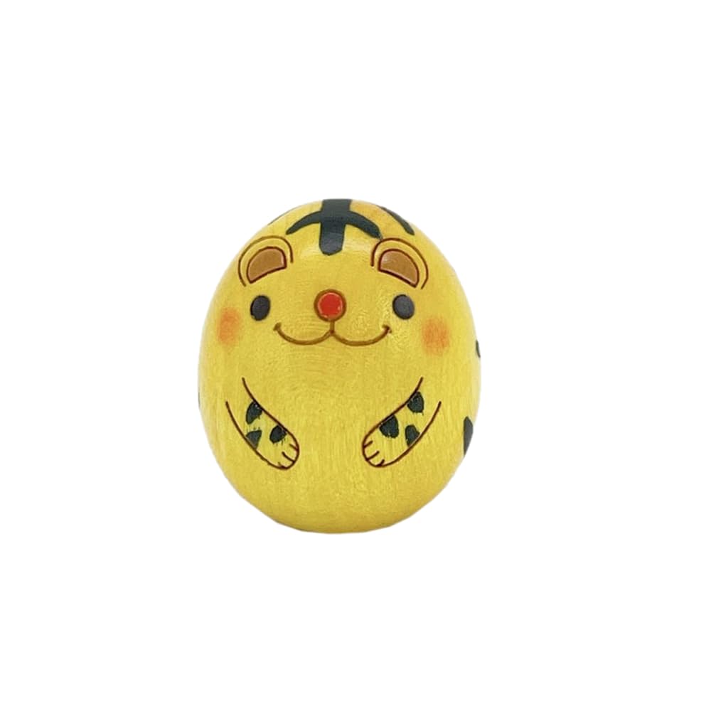 Egg Kokeshi Tiger Zodiac Wooden Figurine 1.4in Handmade Japanese Craft