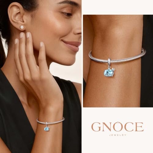 Image of GNOCE Ocean World Cute Animal Charm Beads,925 Sterling Silver Dangle Charms Fit Bracelets & Necklace, Hand-Finished Keepsake Travel Jewelry Gift for Women Men BBF