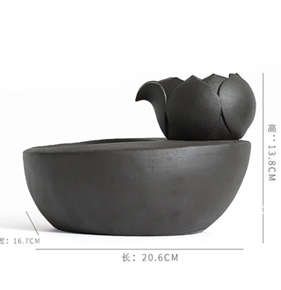 Poidło dla kota, Ceramiczna miska na wodę z recyrkulacją dla kotów z wbudowaną cichą pompą, Poidełko dla kota z wodospadem i czterema portami powrotnymi,Black