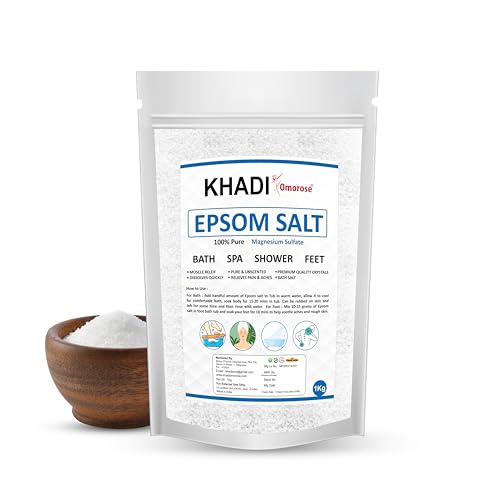Image of Khadi Omorose Epsom Bath Salt Crystal and Bath |1 Kg | For refreshing bath soak | Foot Spa | Relieves aches & pain