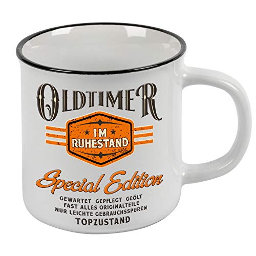 LOBO NEGRO Kaffeetasse als Geschenk für Rentner - Oldtimer im Ruhestand - Vintage Style im Geschenkkarton