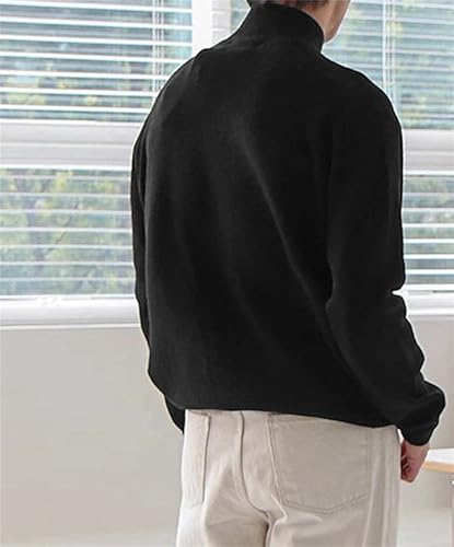 Men Turtleneck Pullover Sweaters Casual Solid Color Long Sleeve Loose Pullover Knitted Sweaters2