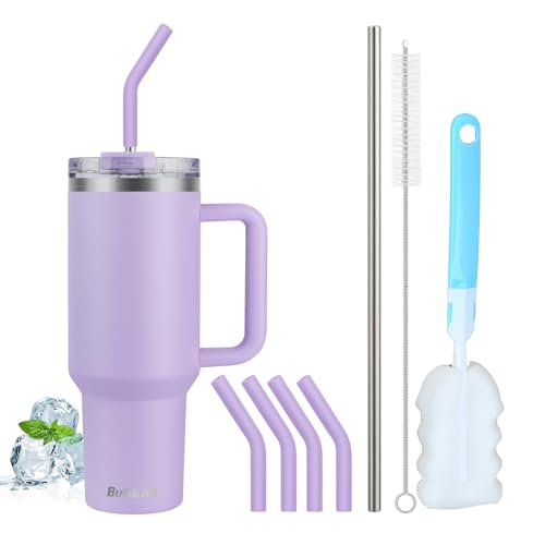BuildLife 40oz Thermobecher to Go,Thermobecher mit Strohhalm und Griff,Doppelwandiger Isolierter Edelstahl Auslaufsicher...