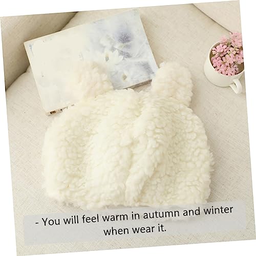 Fashion Ear Plush Beanie Hat for Women Creative and Comfortable Accessory for Casual Wear and Holiday Parties White3