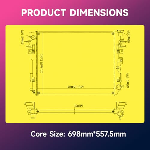 Image of Engine Coolant Radiator Assembly Compatible with Ram 1500 5.7L 2011-2018, Ram 1500 Classic 5.7L 2019-2021, Ram 2500 5.7L 2011-2013, Dodge Ram 1500 5.7L 2009-2010,Replace# 55056858AB