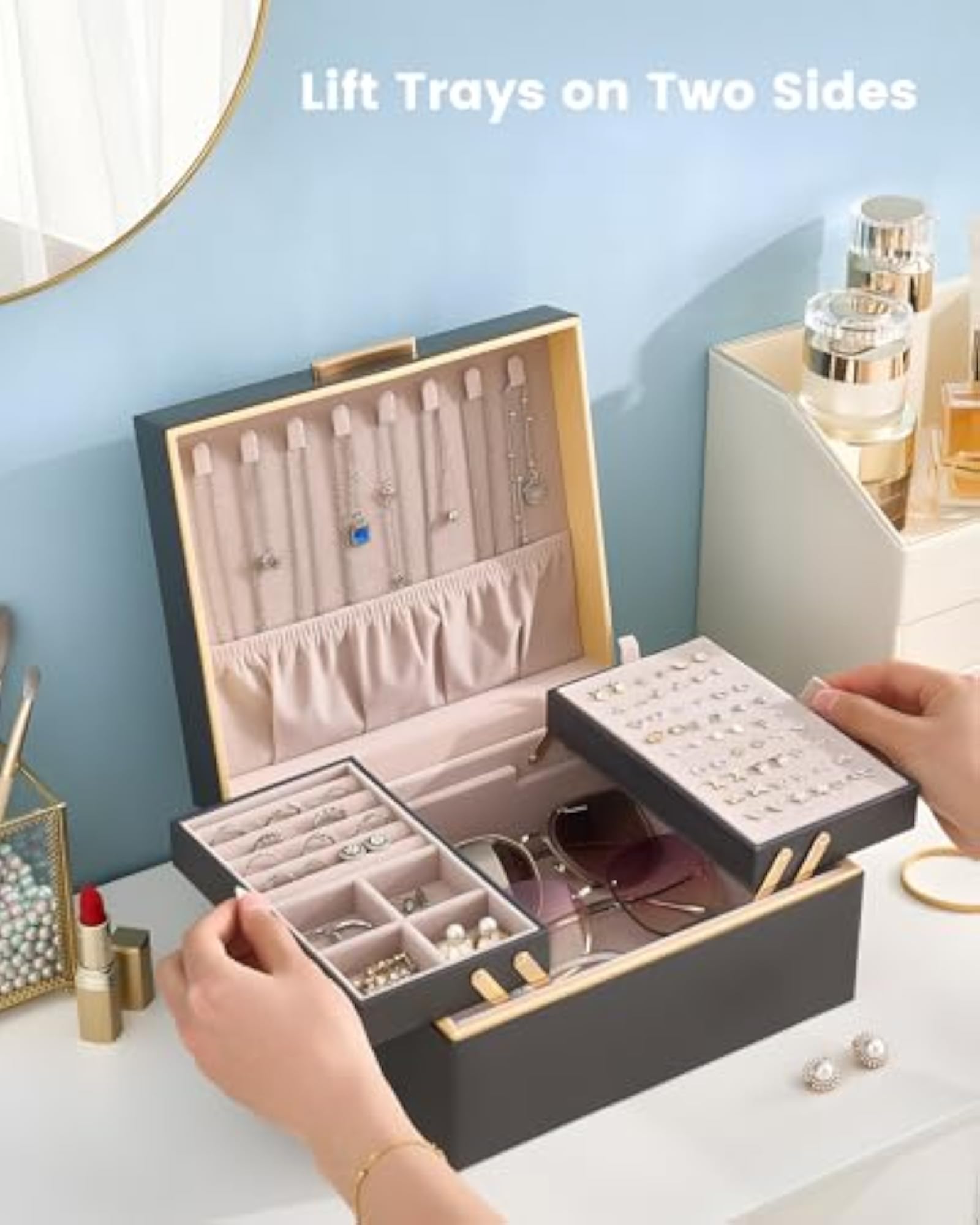 2 Layer Jewelry Organizer Box for Women