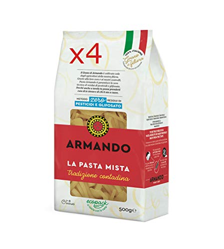 X4 PASTA ARMANDO LA PASTA MISTA DI SEMOLA DI GRANO DURO ITALIANO - TRAFILATA AL BRONZO - ZERO RESIDUI DI PESTICIDI E GLIFOSATO (4 X 500gr)