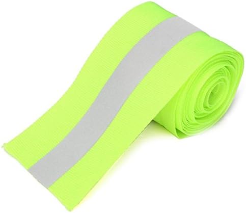 Imported Silver Reflective Tape Safty Strip Sew on Lime Green Synth Fabric 3 Meters