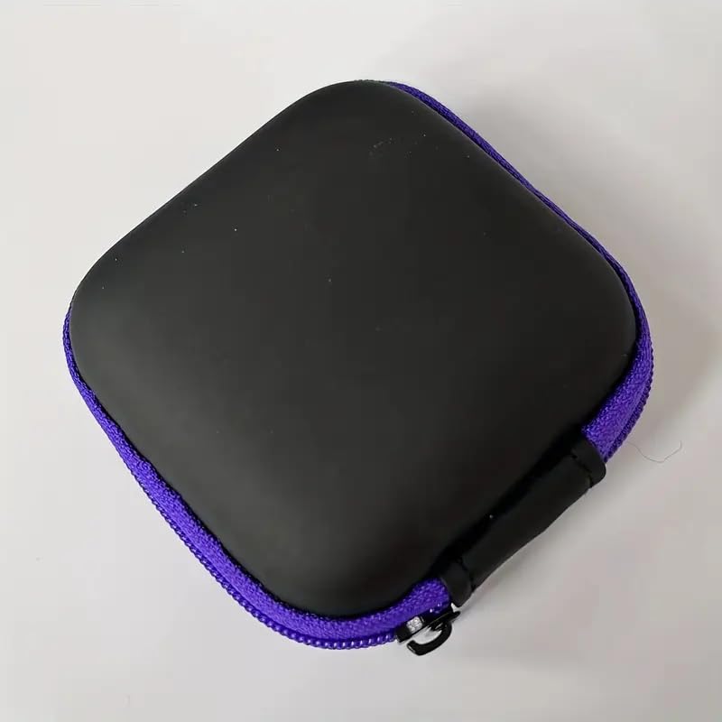 Capa quadrada para fone de ouvido portátil para viagem, bolsa de armazenamento de fone de ouvido, organizador de acessórios para celular (roxo)