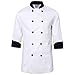 White chef uniforms unisex long and short sleeve coat catering jackets, Black/White,US Size:M (Tag:XL)